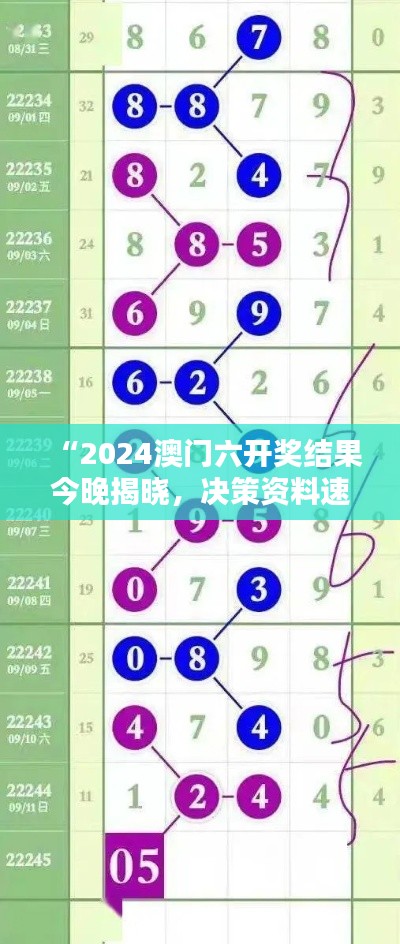 “2024澳门六开奖结果今晚揭晓,决策资料速成版XIS342.33发布”