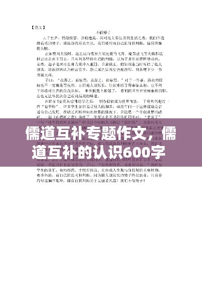 儒道互补专题作文,儒道互补的认识600字