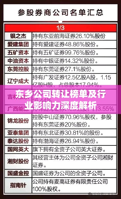 东乡公司转让榜单及行业影响力深度解析